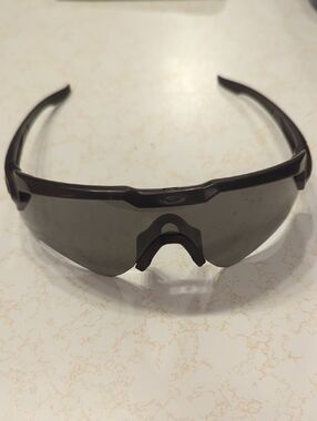 Oakley Black Wraparound Shield Sunglasses with Smoke Lens